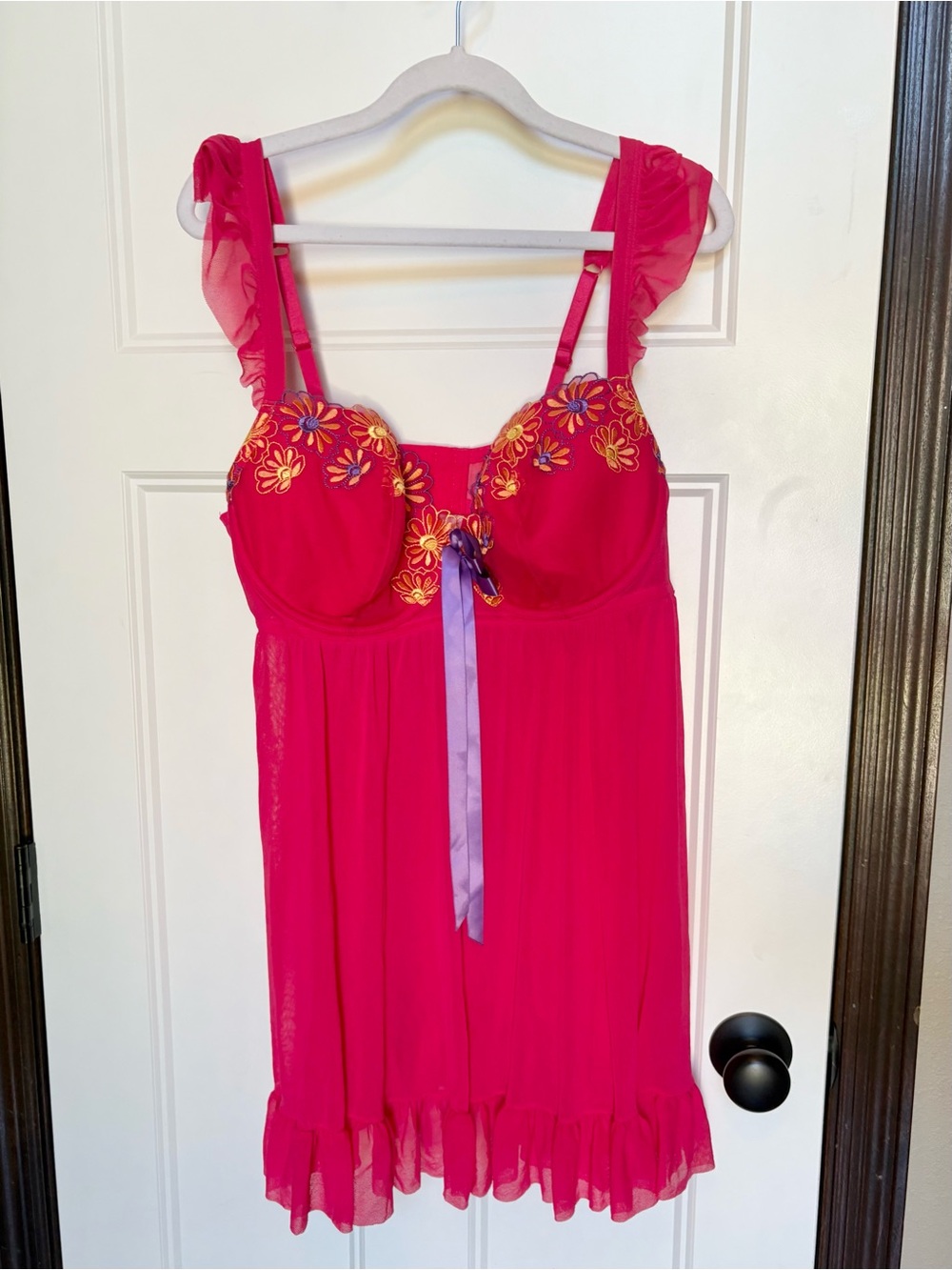 Cacique Hot Pink Lace-Trimmed Lingerie Top